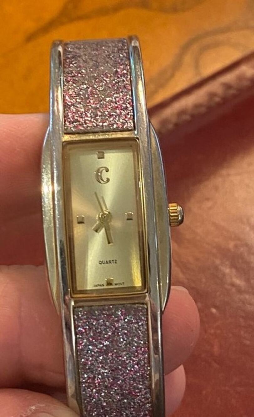 Women's Silver Tone Charming Charlie Bangle Bracelet Watch